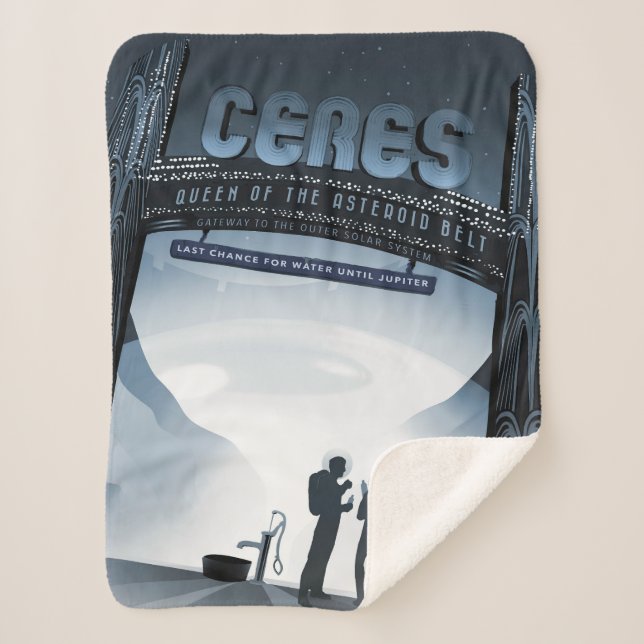 Couverture Sherpa Retro Space Travel Poster-Nwarf Planet Ceres. (Devant)
