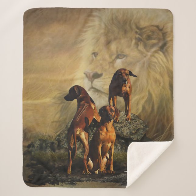 Couverture Sherpa Rhodesian Ridgeback avec Lion (Devant)