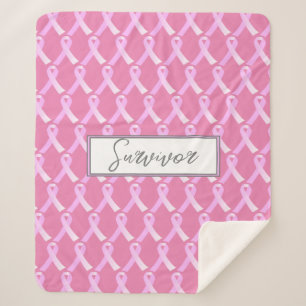 Couverture Sherpa Ribbon rose Cancer du sein Survivant Sherpa Blanke