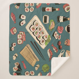 Couverture Sherpa Rolls De Sushi : Coloré Sans Couleur Vintage.