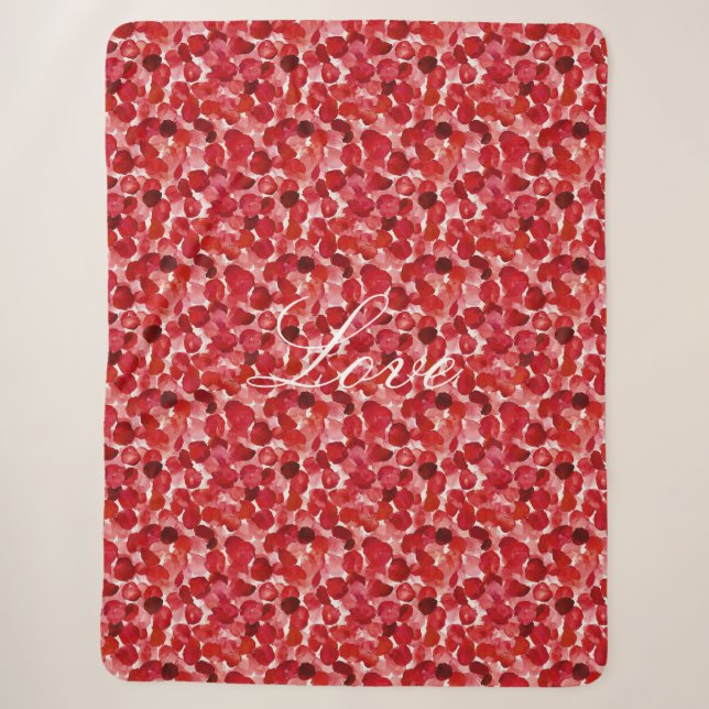 Couverture Sherpa Romantique Rose Rouge Petals Floral Amour (Devant)