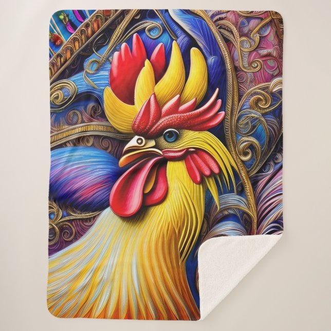 Couverture Sherpa Rooster vibrant (Devant)