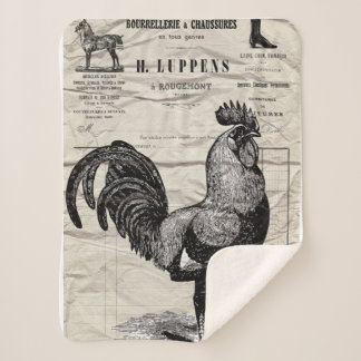 Couverture Sherpa Rooster vintage