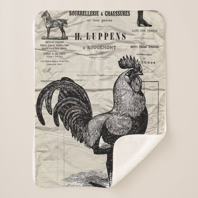 Couverture Sherpa Rooster vintage (Devant)
