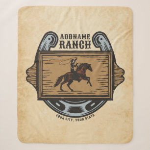 Couverture Sherpa Roping Cowboy AJOUTER LE NOM Western Family Horse 