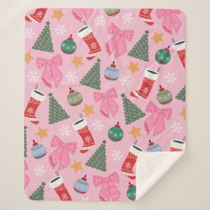 Couverture Sherpa Rose de Noël mignon