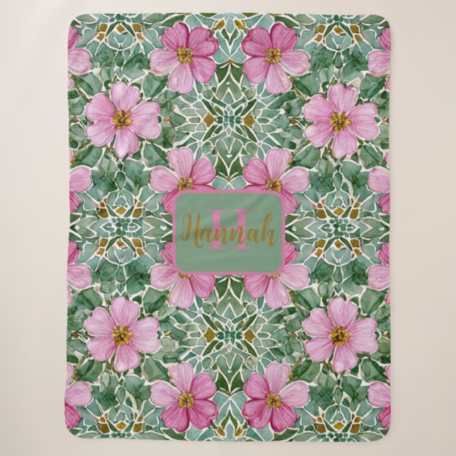 Couverture Sherpa Rose Garden Mosaic Sherpa Blanket (Devant)