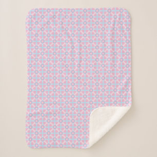 Couverture Sherpa Rose mignon, violet et bleu clair Motif