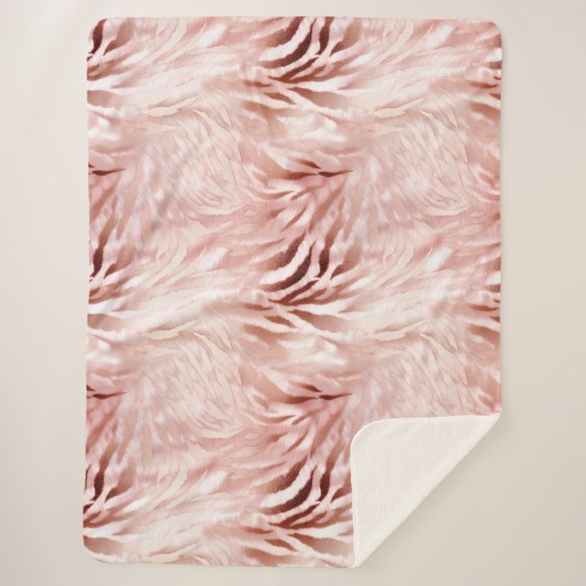 Couverture Sherpa Rose rose blanc Zebra Animal (Devant)