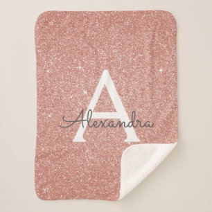 Couverture Sherpa Rose Rose Gold Parties scintillant et étincelle Mo