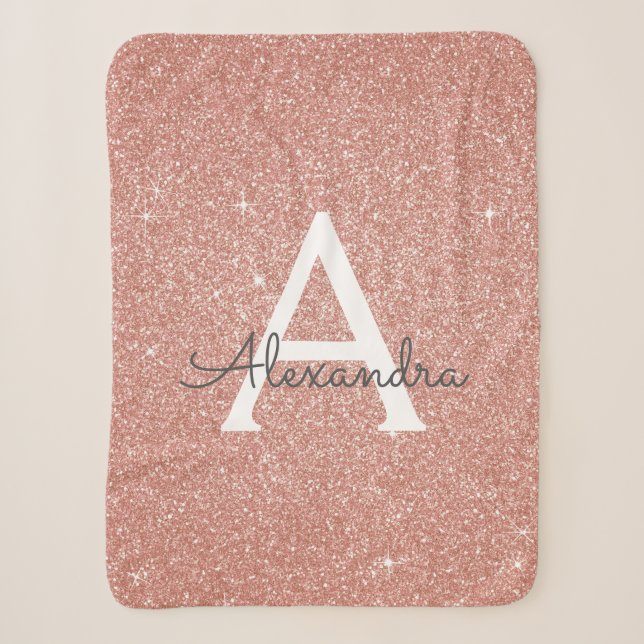Couverture Sherpa Rose Rose Gold Parties scintillant et étincelle Mo (Devant)