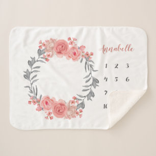 Couverture Sherpa Rose rose pâle Fleur  Wreath Milestone