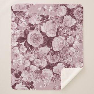 Couverture Sherpa Roses de thé : Motif Bouquet d'aquarelle.