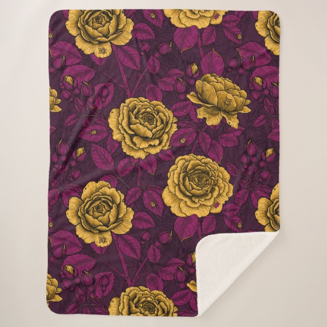 Couverture Sherpa Roses jaunes (Devant)
