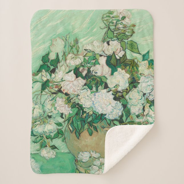 Couverture Sherpa Roses par Vincent Van Gogh (Devant)