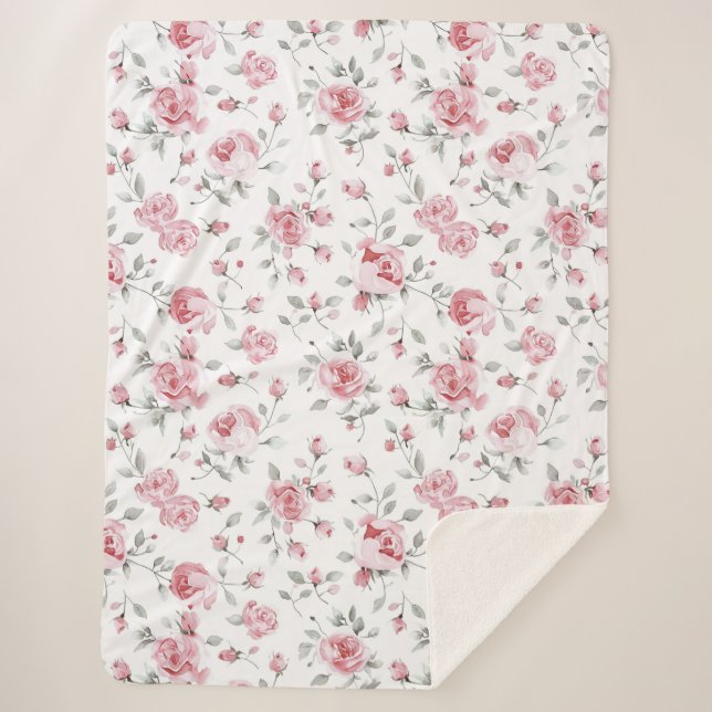 Couverture Sherpa Roses roses floraux Shower de mariage (Devant)
