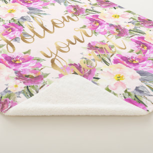 Couverture Sherpa Roses Roses Rose Or Floral Suivez votre coeur