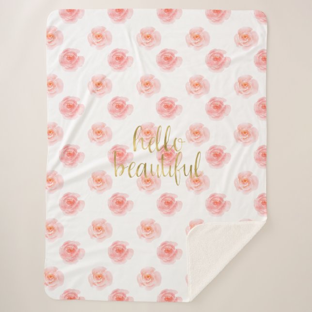 Couverture Sherpa Roses Roses Roses Roses Roses Rose Or Bonjour Bell (Devant)