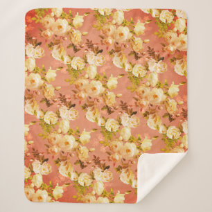 Couverture Sherpa Roses sucrés sur orange