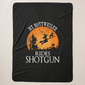 Couverture Sherpa Rottweiler Rides Shotgun Amoureux des chiens Hallo