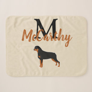 Couverture Sherpa Rottweiler Rottie Art Faux Linen Monogramme