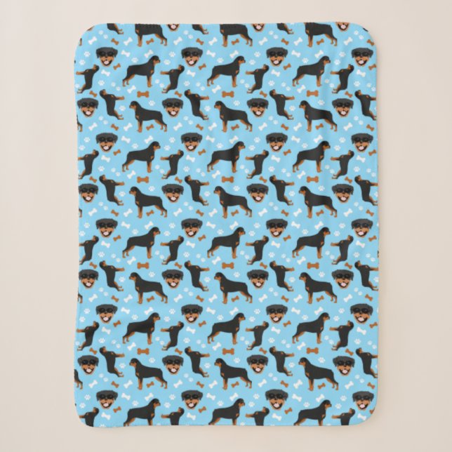 Couverture Sherpa Rottweiler Rottie Chien Motif bleu (Devant)