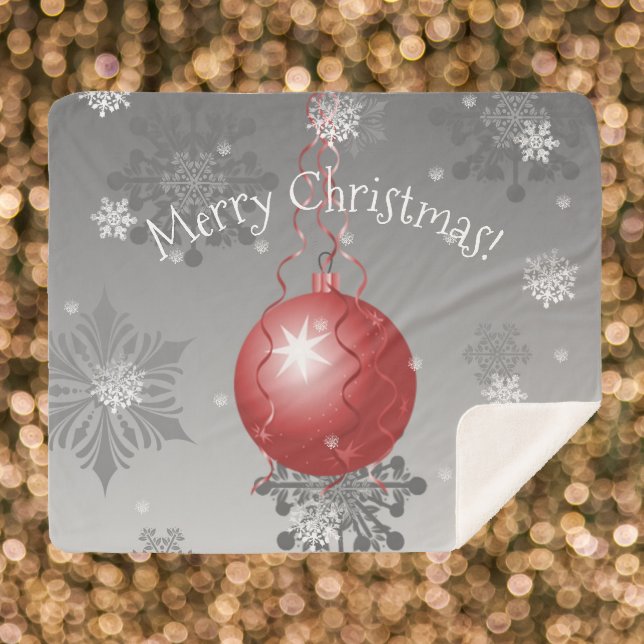 Couverture Sherpa Rouge Fancy Noël Ornement Sherpa Blanket (Red Fancy Christmas Ornament Sherpa Blanket)