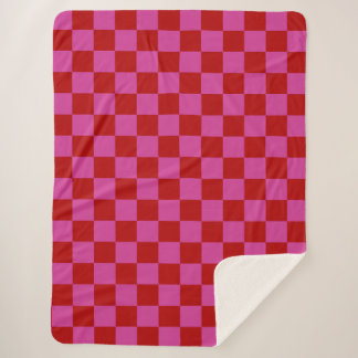 Couverture Sherpa Rouge + Pink Check À damiers Motif de tableau de b