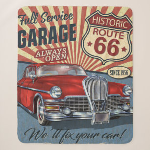 Couverture Sherpa Route vintage 66 Poster rétro Garage avec retro ca