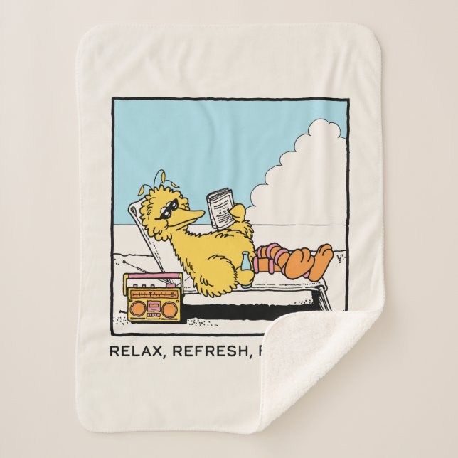 Couverture Sherpa Rue Sésame | Big Bird Relax Refresh Recharge (Devant)