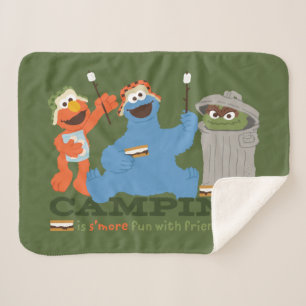 Couverture Sherpa Rue Sésame   Camping Est S'more Amusant Avec Les A