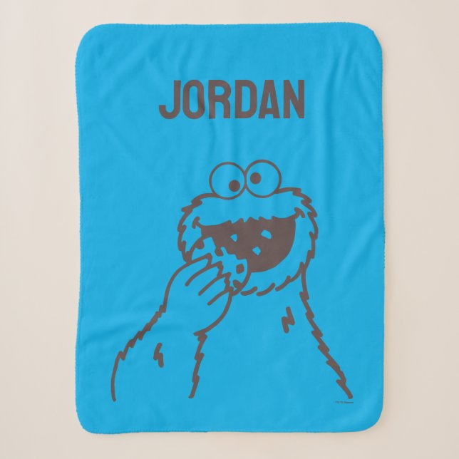 Couverture Sherpa Rue Sésame | Cookies Monster Bright | Ajouter un n (Devant)