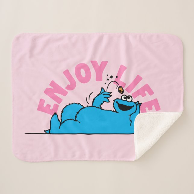 Couverture Sherpa Rue Sésame | Cookies Monster Enjoy Life (Devant (Horizontal))