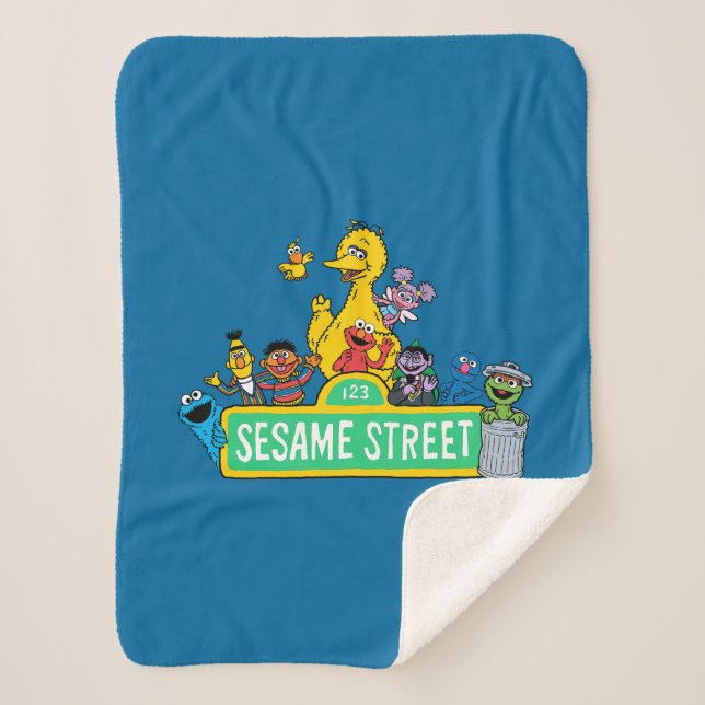 Couverture Sherpa Rue Sésame | Couleur complète avec Pals (Devant)