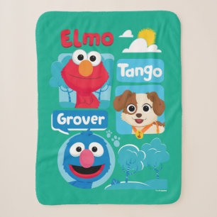 Couverture Sherpa Rue Sésame Elmo, Tango, & Grover Park Graphic