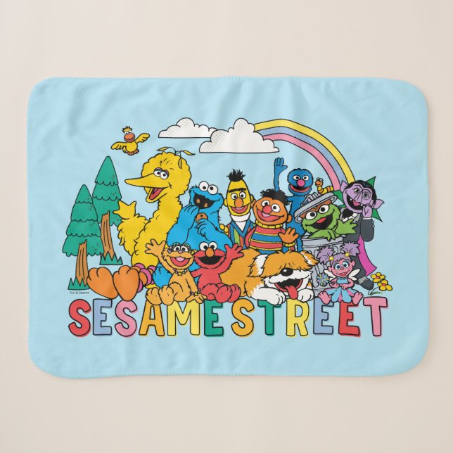 Couverture Sherpa Rue Sésame | Rainbow Wave (Devant (Horizontal))