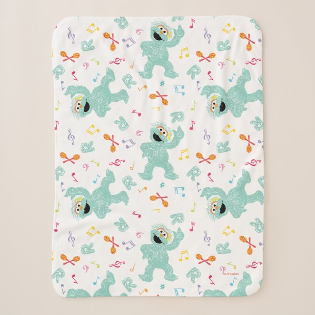 Couverture Sherpa Rue Sésame | Rosita Music Scribble Motif (Devant)