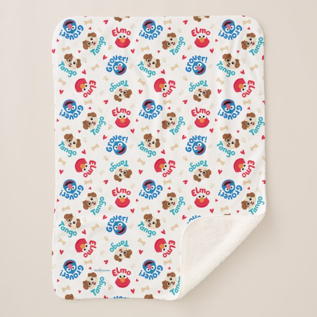 Couverture Sherpa Rue Sésame | Tango, Elmo et Motif Grover (Devant)
