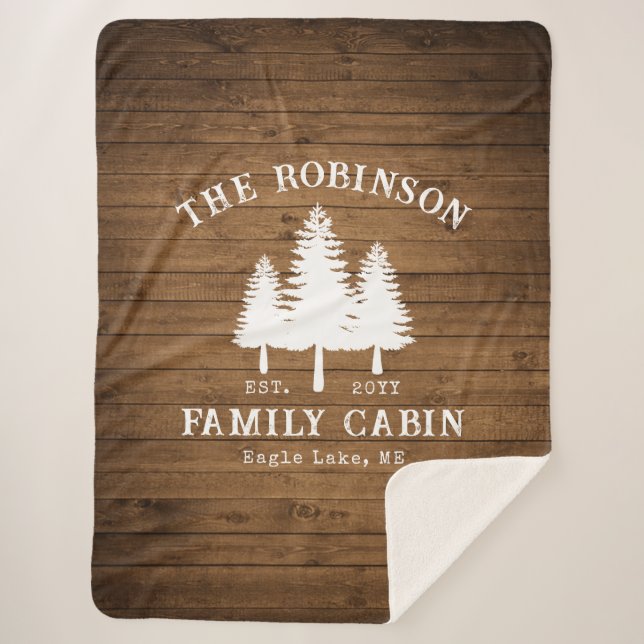 Couverture Sherpa Rustic Country Famille Cabines Arbres Bois Planche (Devant)