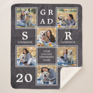 Couverture Sherpa Rustic Graduate Keepsaké Photo Collage Graduation