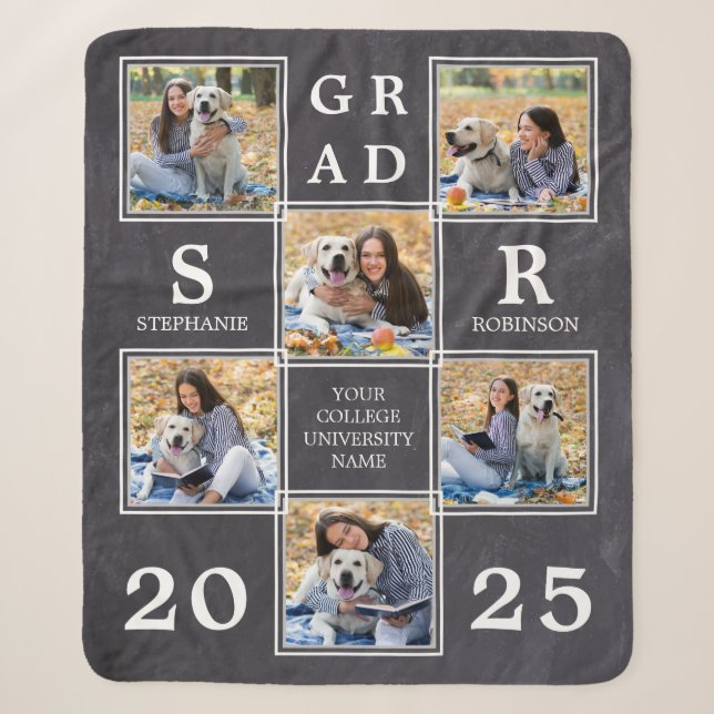 Couverture Sherpa Rustic Graduate Keepsaké Photo Collage Graduation (Devant)