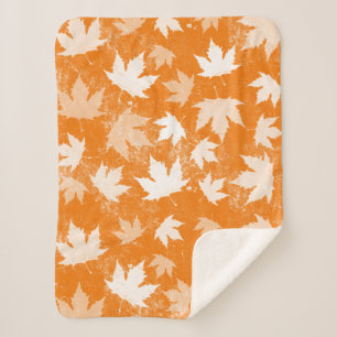 Couverture Sherpa Rustique Automne Feuilles Motif
