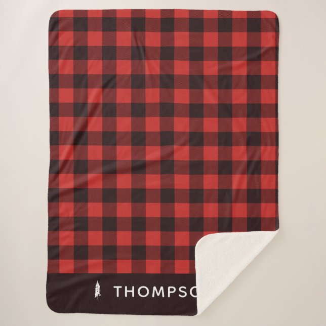 Couverture Sherpa Rustique rouge et noir flanelle de vacances Person (Devant)