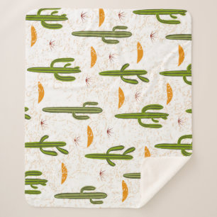 Couverture Sherpa Sable de cactus : motif sans couture de style mexi