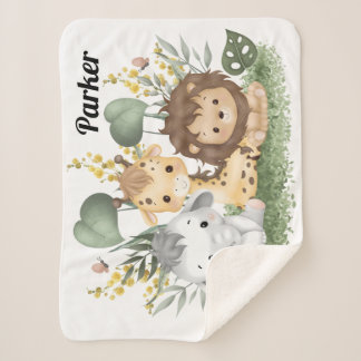 Couverture Sherpa Safari Blanket - Custom Jungle animal bébé couvert