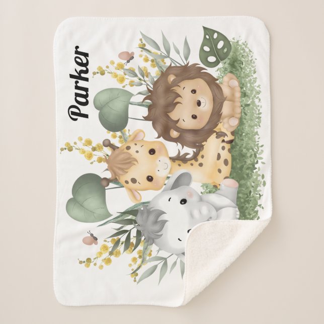Couverture Sherpa Safari Blanket - Custom Jungle animal bébé couvert (Devant)