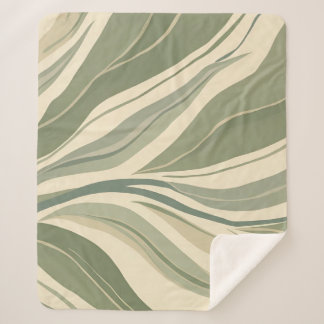 Couverture Sherpa Sage Green et Crème Abstrait Feuille Motif