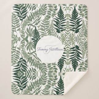 Couverture Sherpa Sage Green Floral Élégant