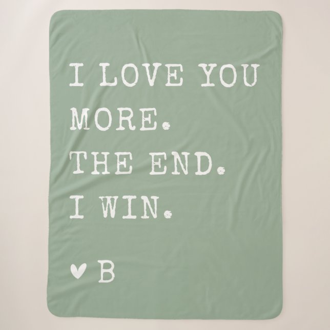 Couverture Sherpa Sage Green Je t'aime Plus Valentines Cadeaux de Jo (Devant)