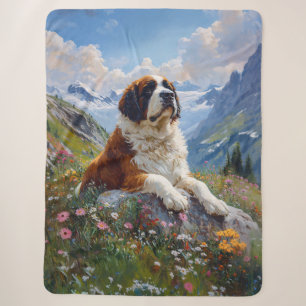 Couverture Sherpa Saint Bernard Champ Fleur sauvage Pittoresque